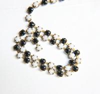 16 SS Rhinestone Chain Vintage Pressed Chatons in Chalk White & Black (4mm) 1/2/5/15 Meters