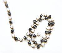 16 SS Rhinestone Chain Vintage Pressed Chatons in Chalk White & Black (4mm) 1/2/5/15 Meters