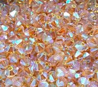 Swarovski (3/4mm) Light Peach AB 2X FC Bicones Beads Rainbow 36/72/144/432/720 Pieces rainbow beads, jewelry making, couture embellishments