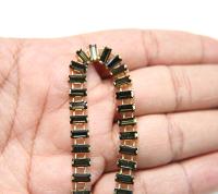 Swarovski Snake Baguette chain 7x3 mm in Smoky Quartz (225) settings in Brass 0.5/1/2 Meters