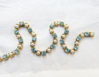 16ss Vintage Swarovski Rhinestone Chain in Aquamarine and Pearl (4mm) 0.5/1/2/5/15 Meters Wedding Bridal Supplies|Jewelry Making|Decoration
