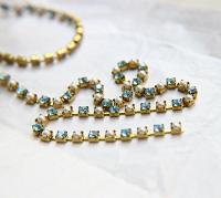 16ss Vintage Swarovski Rhinestone Chain in Aquamarine and Pearl (4mm) 0.5/1/2/5/15 Meters Wedding Bridal Supplies|Jewelry Making|Decoration