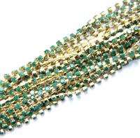 10 SS Rhinestone Chain Vintage Glass Pressed Chatons Light Emerald Opaque 2.8 mm 1/2/5/15 Meters vintage findings, strass chains, craft