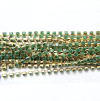 10 SS Rhinestone Chain Vintage Glass Pressed Chatons Light Emerald Opaque 2.8 mm 1/2/5/15 Meters vintage findings, strass chains, craft