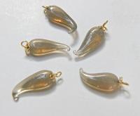 Vintage styled Chili Handmade Dangle in glass 25 mm long in Light Grey Opal (6/30 pieces)