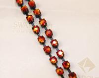 16ss Swarovski 2088 Chain in Flat Back Fireopal (4mm) 0.5/1/2/5 Meters Vintage Black Settings Wedding Cake Decoration Brooch Bouquet Supply