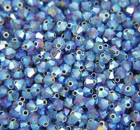 Swarovski (4mm) Montana AB 2X FC Bicones Rainbow Beads 36/72/144/432/720 Pieces (207) embroidery materials, embellishments couture