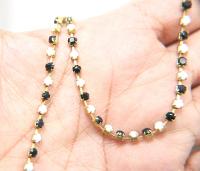 12 SS Rhinestone Chain Vintage Glass Black & White in Brass Settings 3mm 1/2/5/15 Meters