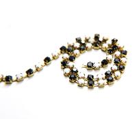 12 SS Rhinestone Chain Vintage Glass Black & White in Brass Settings 3mm 1/2/5/15 Meters