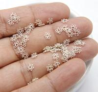 Silver Plated Handmade Brass Flower Beads 5/10/100/500 Grams 4.5/5/5.5 mm Haute Couture embroidery materials, wedding decoration, sequins