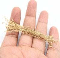 Handmade Brass two Ball Headpins 24/28/30 gauge - 2.75 inch long - 70mm 20/50/150 grams vintage supply, wire craft supply, jewelry making