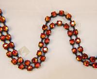 16ss Swarovski 2088 Chain in Flat Back Fireopal (4mm) 0.5/1/2/5 Meters Vintage Black Settings Wedding Cake Decoration Brooch Bouquet Supply