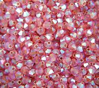 Swarovski (4mm) Rose AB 2X FC Bicones Beads 36/72/144/432/720 Pieces (209) PREMIUM rainbow beads, jewelry making, couture embellishments
