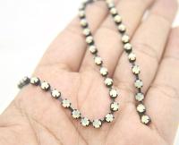 16ss Swarovski 2088 Chain in Flat Back Sand Opal (4mm) 0.5/1/2/5 Meters Vintage Black Settings Bridal Supplies|Jewelry Making, premium lace