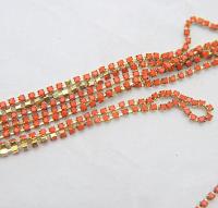 6SS Rhinestone Chain Vintage Glass Light Orange Opaque 2mm 1/2/5/15 Meters embroidery materials, craft vintage findings, embellishments lace