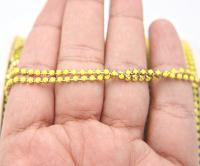 6 SS Rhinestone Chain Vintage Glass Yellow Opaque 2mm 1/2/5/15 Meters embroidery material, findings