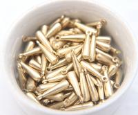 Long Metal Drops, Teardrop Charms, in brass 21x5.5mm, 2.2mm Loop, 6/30 pieces