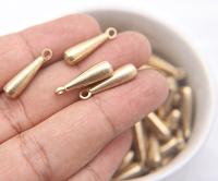Long Metal Drops, Teardrop Charms, in brass 21x5.5mm, 2.2mm Loop, 6/30 pieces