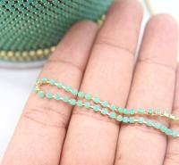 6 SS Rhinestone Chain Vintage Glass Jade green Opaque 2mm 1/2/5/15 Meters embroidery materials, craft vintage findings, embellishments lace
