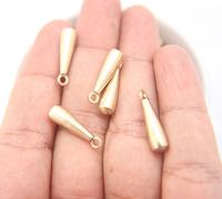 Long Metal Drops, Teardrop Charms, in brass 21x5.5mm, 2.2mm Loop, 6/30 pieces