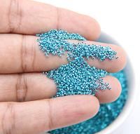 1mm Micro Blue Zircon Metallic Plated Tube Beads 5/10/100/500 Gram High Quality Nail Art decoration / Haute Couture Embroidery / Doll Making