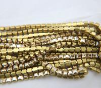 4mm Square Swarovski fancy Rhinestone Chain in CRYSTAL GOLDEN SHADOW 0.5/1 Meter Brass Settings Wedding Bridal Supplies|Decoration