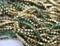 4mm Square Swarovski fancy Rhinestone Chain in Fern Green 0.5/1 Meter Brass Settings Wedding Bridal Supplies|Decoration