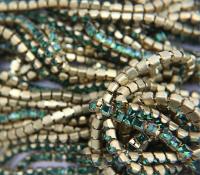 4mm Square Swarovski fancy Rhinestone Chain in Fern Green 0.5/1 Meter Brass Settings Wedding Bridal Supplies|Decoration