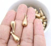 Solid Metal Drops, Teardrop Charms, in brass 18x7.5mm, 2mm Loop, 5/25 pieces vintage findings, jewlery making, art deco, premium supplies