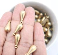 Solid Metal Drops, Teardrop Charms, in brass 18x7.5mm, 2mm Loop, 5/25 pieces vintage findings, jewlery making, art deco, premium supplies