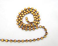 16ss Swarovski 2088 Chain in Flat Back Topaz (4mm) 0.5/1/2/5 Meters Vintage Black Settings Bridal Supplies, strass chains, embellishments