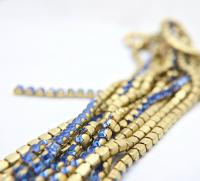 4mm Square Swarovski fancy Rhinestone Chain in Sapphire 0.5/1 Meter Brass Settings Wedding Bridal Supplies|Decoration