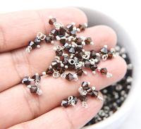 4mm Swarovski Mocca crystal dangles in Sterling Silver wire wrapped- charms- drops- jewelry making 36/72/144/432/1000Pieces