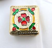Little Metal covered vintage styled square gift box, hand painted pack
