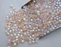 Swarovski (3/4mm) Silk AB 2X FC Bicones cut Beads 36/72/144/432/720 Pieces, jewelry findings, embellishments, embroidery materials