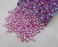 Swarovski (4mm) Rose AB 2X FC Bicones Beads 36/72/144/432/720 Pieces (209) PREMIUM rainbow beads, jewelry making, couture embellishments