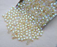 Swarovski (3/4mm) Jonquil AB 2X FC Bicones 36/72/144/432/720 Pieces rainbow beads, jewelry making, couture embellishments, embroidery