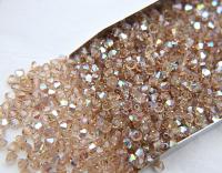 Swarovski (3/4mm) Light Colorado Topaz AB Bicones beads 36/72/144/432/720 Pieces PREMIUM rainbow beads jewelry making couture embellishments