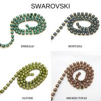 18SS Swarovski Vintage Rhinestone Chain Emerald/Smoked Topaz/Olivine/Montana 4.2mm embroidery materials, jewelry making, vintage findings