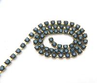 18SS Swarovski Vintage Rhinestone Chain Emerald/Smoked Topaz/Olivine/Montana 4.2mm embroidery materials, jewelry making, vintage findings