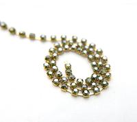 16 SS Rhinestone Chain Swarovski in Olivine Satin 4mm 0.5/1/2/5/15 Meters vintage findings, strass chains, craft supplies, jewelry making