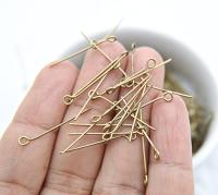 25/16 mm Eye Pins, Brass Pins, short Eye Pins, Brass Tone Eye Pins, Head Pins, Beading Supplies vintage supply, wire craft supply, jewelry