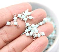 4mm Swarovski Mint Alabaster crystal dangles in Sterling Silver wire wrapped- charms- drops- jewelry making 36/72/144/432/1000Pieces