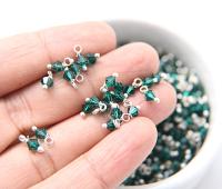 4mm Swarovski EMERALD crystal dangles in Sterling Silver wire wrapped- charms- drops- jewelry making 72/144/432/1000Pieces jewelry finding