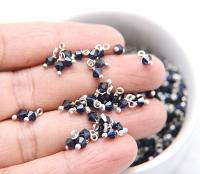 4mm Swarovski Dark Indigo crystal dangles in Sterling Silver wire wrapped- charms- drops- jewelry making 36/72/144/432/1000Pieces