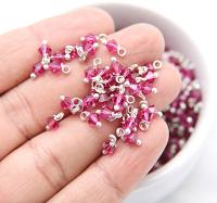 4mm Swarovski Fuchsia crystal dangles in Sterling Silver wire wrapped- charms- drops- jewelry making 72/144/432/1000Pieces jewelry finding