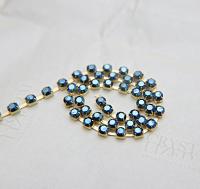 16 SS Rhinestone Chain Swarovski in Crystal Metallic Blue 4mm 0.5/1/2/5/15 Meters vintage findings, strass chains, craft supplies, rare