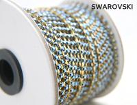 16 SS Rhinestone Chain Swarovski in Crystal Metallic Blue 4mm 0.5/1/2/5/15 Meters vintage findings, strass chains, craft supplies, rare