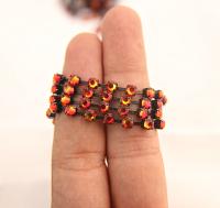 16ss Swarovski 2088 Chain in Flat Back Fireopal (4mm) 0.5/1/2/5 Meters Vintage Black Settings Wedding Cake Decoration Brooch Bouquet Supply