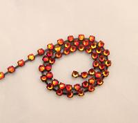16ss Swarovski 2088 Chain in Flat Back Fireopal (4mm) 0.5/1/2/5 Meters Vintage Black Settings Wedding Cake Decoration Brooch Bouquet Supply